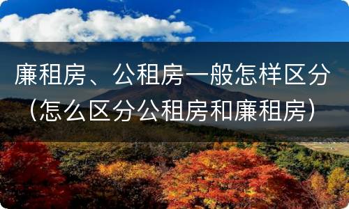 廉租房、公租房一般怎样区分（怎么区分公租房和廉租房）