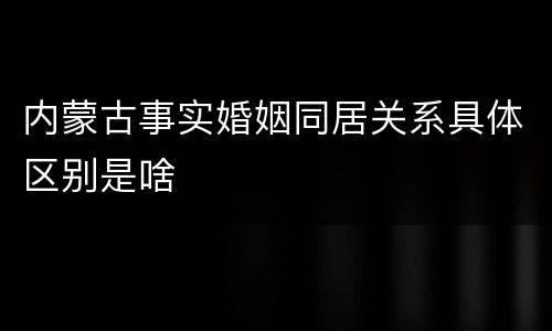 内蒙古事实婚姻同居关系具体区别是啥
