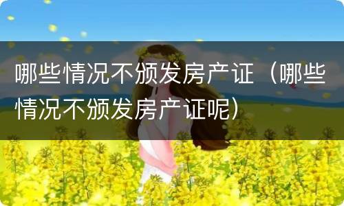哪些情况不颁发房产证（哪些情况不颁发房产证呢）