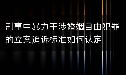 刑事中暴力干涉婚姻自由犯罪的立案追诉标准如何认定