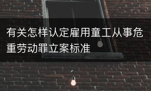 有关怎样认定雇用童工从事危重劳动罪立案标准