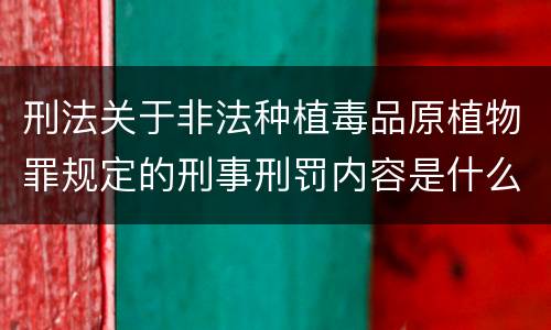 刑法关于非法种植毒品原植物罪规定的刑事刑罚内容是什么