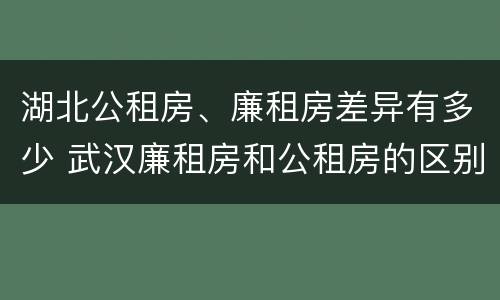 湖北公租房、廉租房差异有多少 武汉廉租房和公租房的区别
