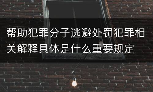 帮助犯罪分子逃避处罚犯罪相关解释具体是什么重要规定