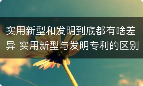 实用新型和发明到底都有啥差异 实用新型与发明专利的区别有哪些