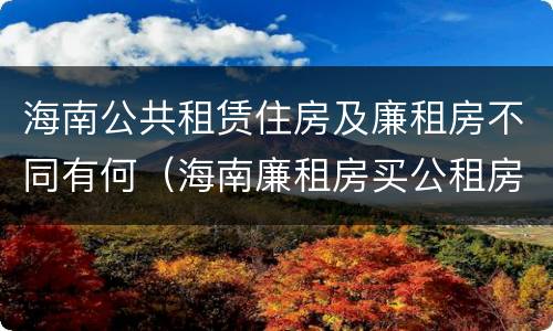 海南公共租赁住房及廉租房不同有何（海南廉租房买公租房后悔了）