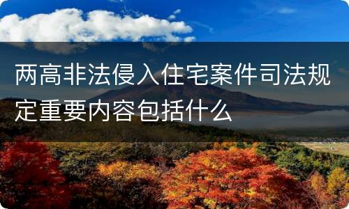 两高非法侵入住宅案件司法规定重要内容包括什么