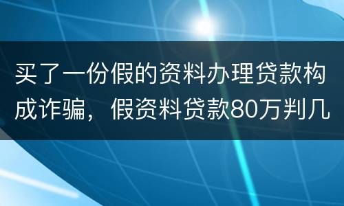 买了一份假的资料办理贷款构成诈骗，假资料贷款80万判几年