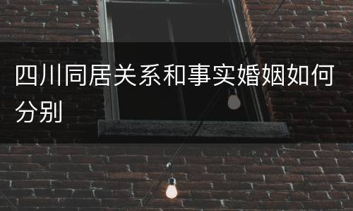 四川同居关系和事实婚姻如何分别