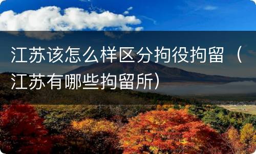 江苏该怎么样区分拘役拘留（江苏有哪些拘留所）