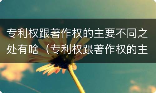 专利权跟著作权的主要不同之处有啥（专利权跟著作权的主要不同之处有啥作用）