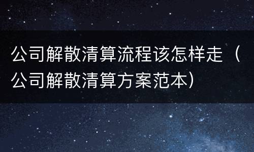 公司解散清算流程该怎样走（公司解散清算方案范本）
