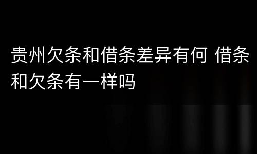 贵州欠条和借条差异有何 借条和欠条有一样吗