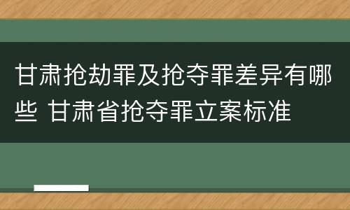 甘肃抢劫罪及抢夺罪差异有哪些 甘肃省抢夺罪立案标准