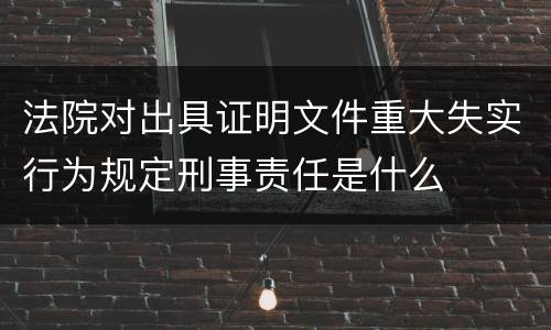 法院对出具证明文件重大失实行为规定刑事责任是什么