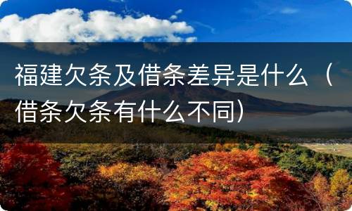 福建欠条及借条差异是什么（借条欠条有什么不同）