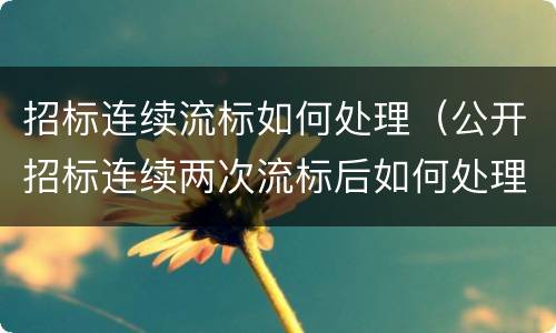 招标连续流标如何处理（公开招标连续两次流标后如何处理）