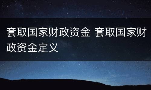 套取国家财政资金 套取国家财政资金定义