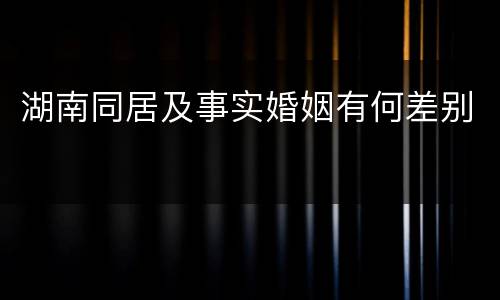 湖南同居及事实婚姻有何差别