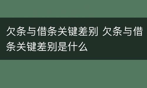 欠条与借条关键差别 欠条与借条关键差别是什么