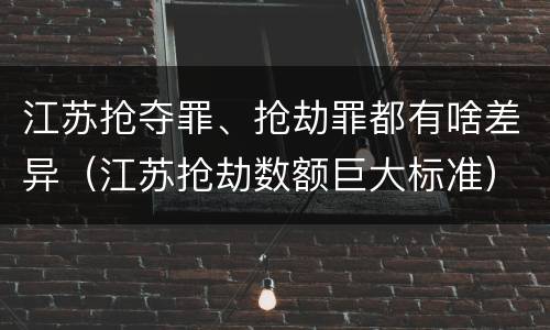 江苏抢夺罪、抢劫罪都有啥差异（江苏抢劫数额巨大标准）