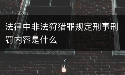 法律中非法狩猎罪规定刑事刑罚内容是什么