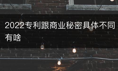 2022专利跟商业秘密具体不同有啥