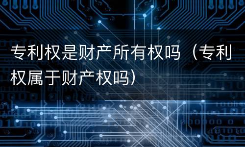 专利权是财产所有权吗（专利权属于财产权吗）