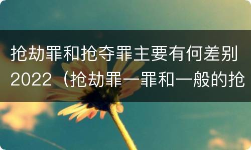 抢劫罪和抢夺罪主要有何差别2022（抢劫罪一罪和一般的抢劫罪）