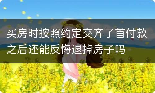 买房时按照约定交齐了首付款之后还能反悔退掉房子吗