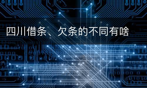 四川借条、欠条的不同有啥