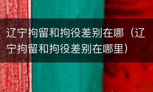 辽宁拘留和拘役差别在哪（辽宁拘留和拘役差别在哪里）
