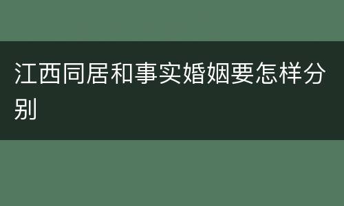 江西同居和事实婚姻要怎样分别
