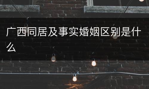 广西同居及事实婚姻区别是什么