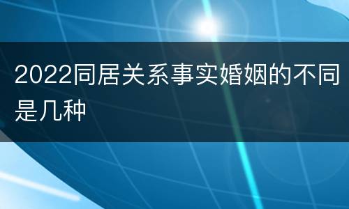 2022同居关系事实婚姻的不同是几种
