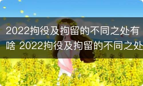 2022拘役及拘留的不同之处有啥 2022拘役及拘留的不同之处有啥区别