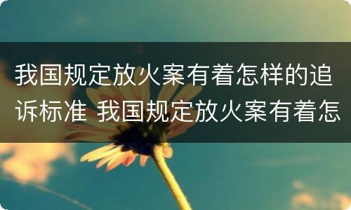 我国规定放火案有着怎样的追诉标准 我国规定放火案有着怎样的追诉标准是