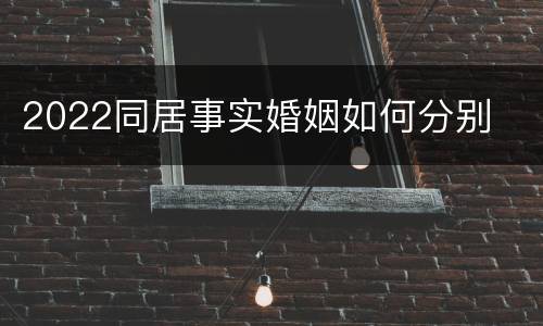 2022同居事实婚姻如何分别