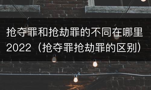 抢夺罪和抢劫罪的不同在哪里2022（抢夺罪抢劫罪的区别）