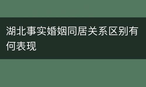 湖北事实婚姻同居关系区别有何表现