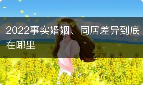 2022事实婚姻、同居差异到底在哪里