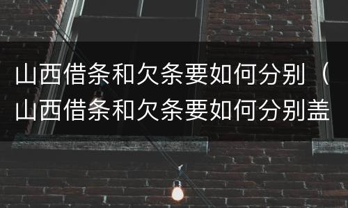 山西借条和欠条要如何分别（山西借条和欠条要如何分别盖章）