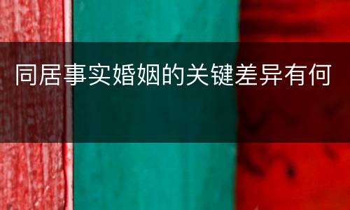 同居事实婚姻的关键差异有何