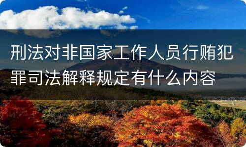 刑法对非国家工作人员行贿犯罪司法解释规定有什么内容