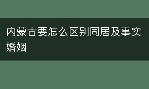 内蒙古要怎么区别同居及事实婚姻
