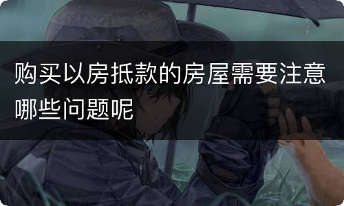 购买以房抵款的房屋需要注意哪些问题呢