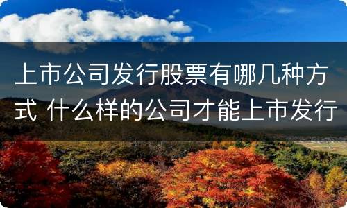 上市公司发行股票有哪几种方式 什么样的公司才能上市发行股票