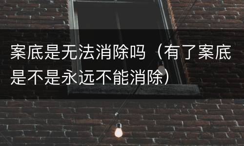案底是无法消除吗（有了案底是不是永远不能消除）