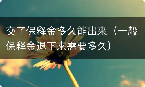 交了保释金多久能出来（一般保释金退下来需要多久）