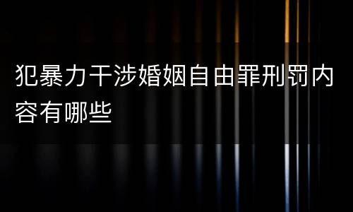 犯暴力干涉婚姻自由罪刑罚内容有哪些